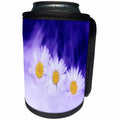 3dRose Spring Flowers - Image of Three Daisies On Purple And Violet - Can Cooler Bottle Wrap (cc_290345)