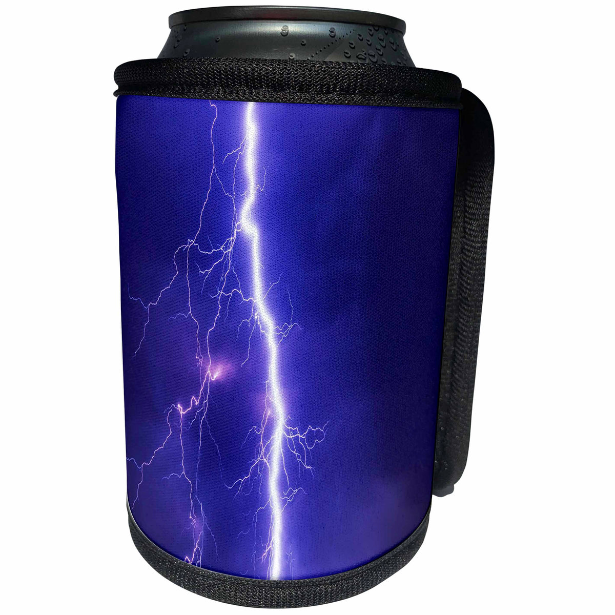 3dRose Weather - Image of Clear Lightning Strike With Purple Sky - Can Cooler Bottle Wrap (cc_290361)