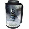 3dRose Weather - Image of Stack Of Zen Stones With Big Waves Crashing - Can Cooler Bottle Wrap (cc_290363)
