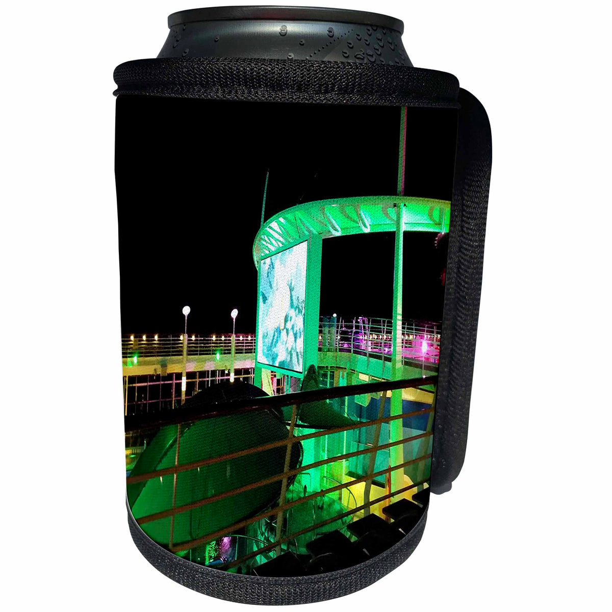 3dRose Cruise Ship Sites - Image of Outdoor Movie Screen On Cruise Ship - Can Cooler Bottle Wrap (cc_290366)