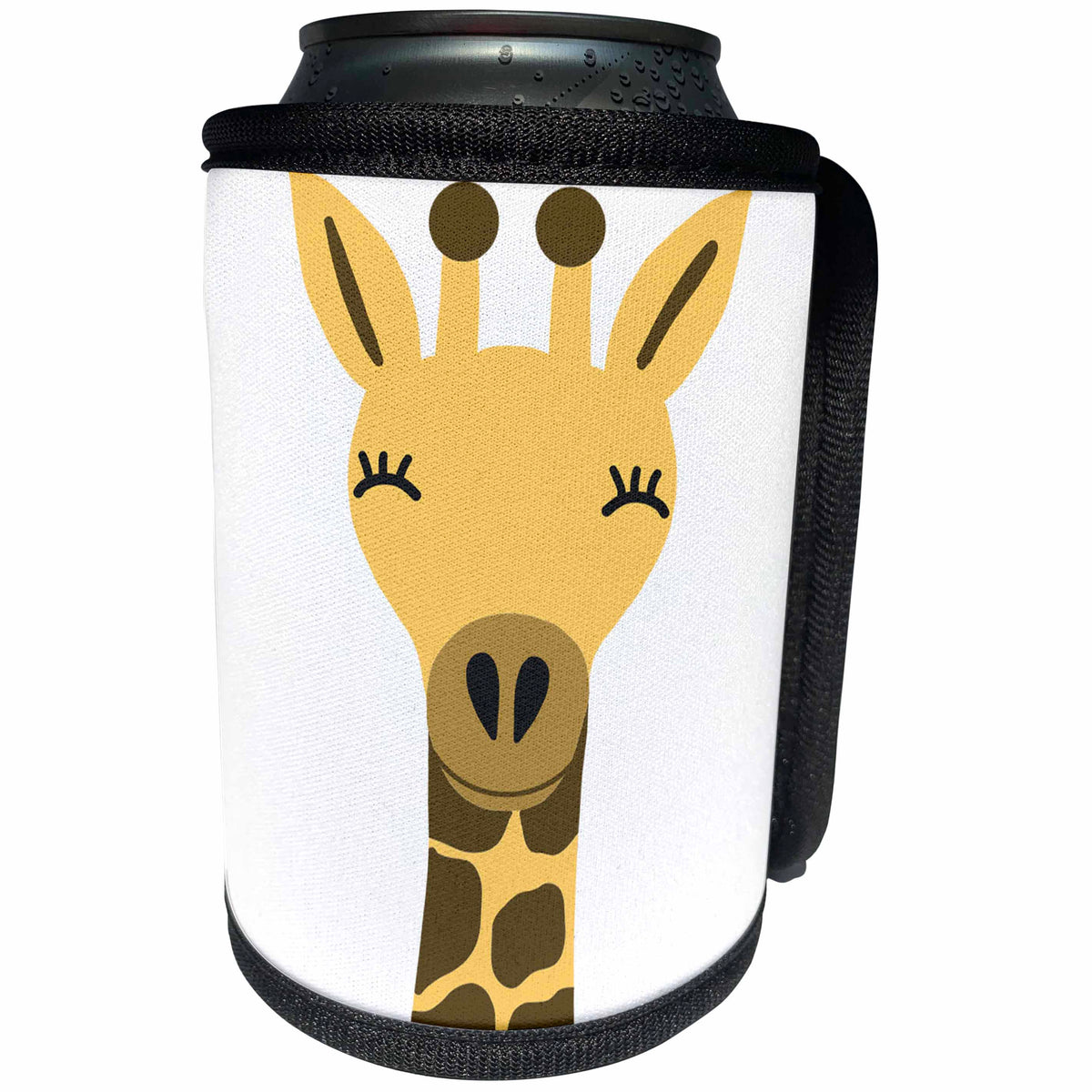 3dRose AllSouthernDesignTees - Zoo Animals - Cool cute yellow giraffe cartoon - Can Cooler Bottle Wrap (cc_290638)