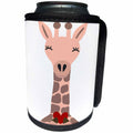 3dRose AllSouthernDesignTees - Zoo Animals - Cute unique pink giraffe holding a heart - Can Cooler Bottle Wrap (cc_290639)