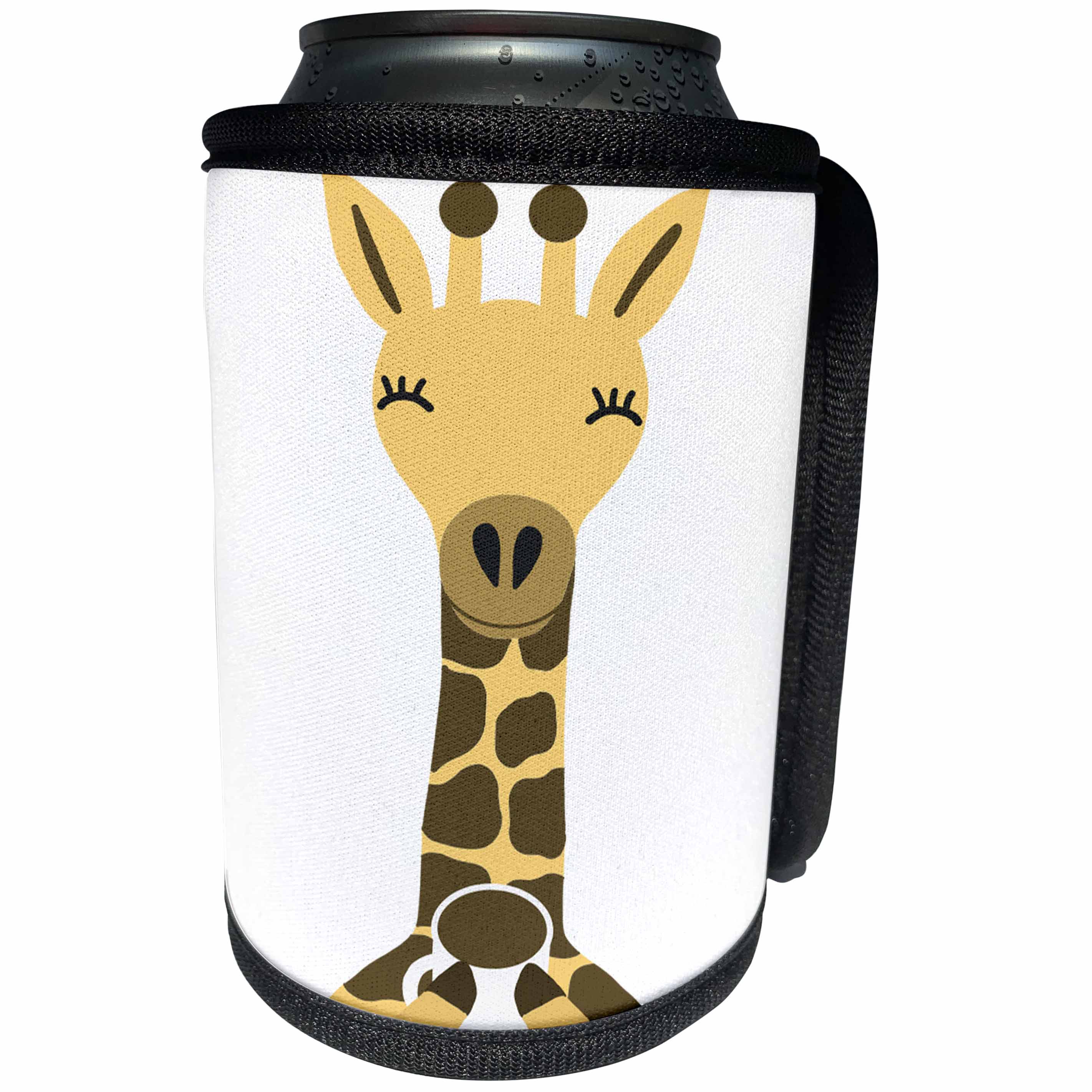 3dRose AllSouthernDesignTees - Zoo Animals - Funny cute yellow giraffe drinking a hot cup of coffee - Can Cooler Bottle Wrap (cc_290640)