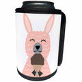 3dRose AllSouthernDesignTees - Zoo Animals - Cute cuddly pink llama eating a chocolate ice cream cone - Can Cooler Bottle Wrap (cc_290642)