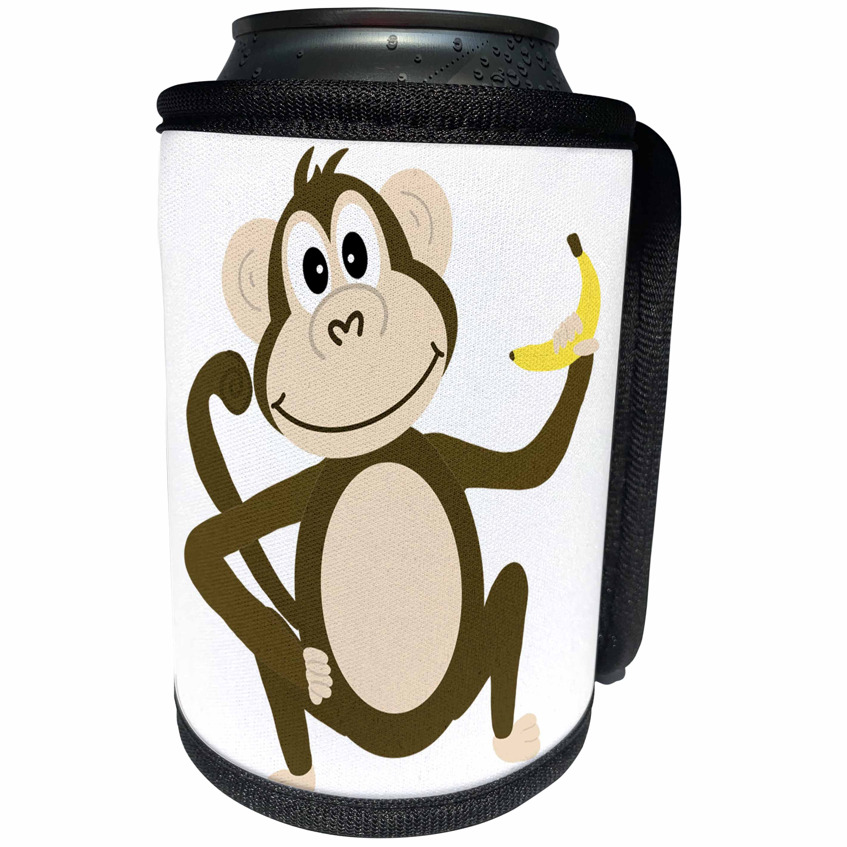 3dRose AllSouthernDesignTees - Zoo Animals - Cool funny monkey eating a banana cartoon - Can Cooler Bottle Wrap (cc_290652)