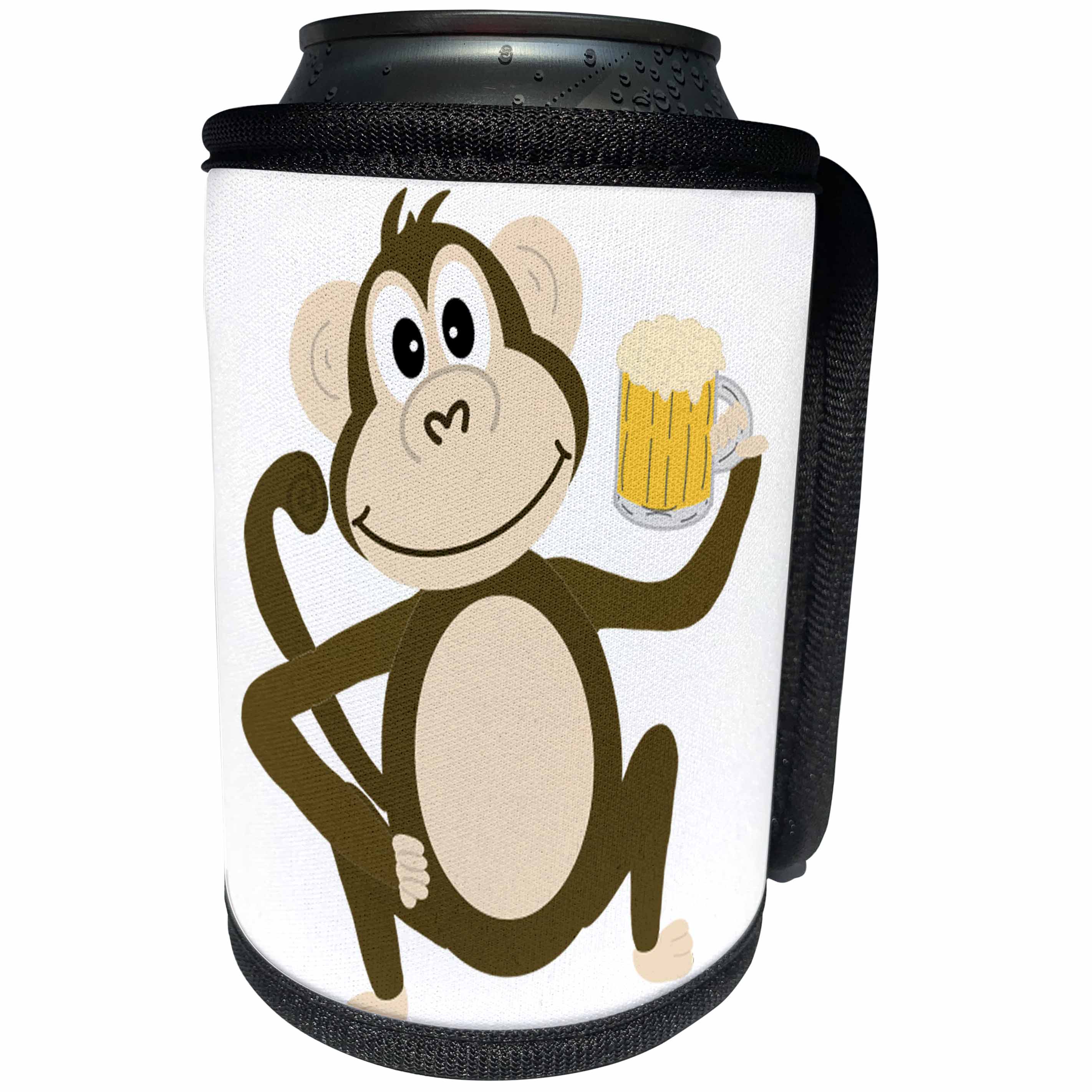 3dRose AllSouthernDesignTees - Drinking - Silly cool monkey drinking beer out of a mug - Can Cooler Bottle Wrap (cc_290653)