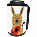 3dRose AllSouthernDesignTees - Music - Cute fun llama playing a red guitar great for music lovers - Can Cooler Bottle Wrap (cc_290655)