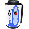 3dRose AllSouthernDesignTees - Sports - Funny cool blue shark playing soccer ball - Can Cooler Bottle Wrap (cc_290667)