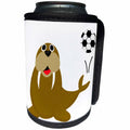3dRose AllSouthernDesignTees - Sports - Adorable funny walrus playing soccer ball - Can Cooler Bottle Wrap (cc_290674)