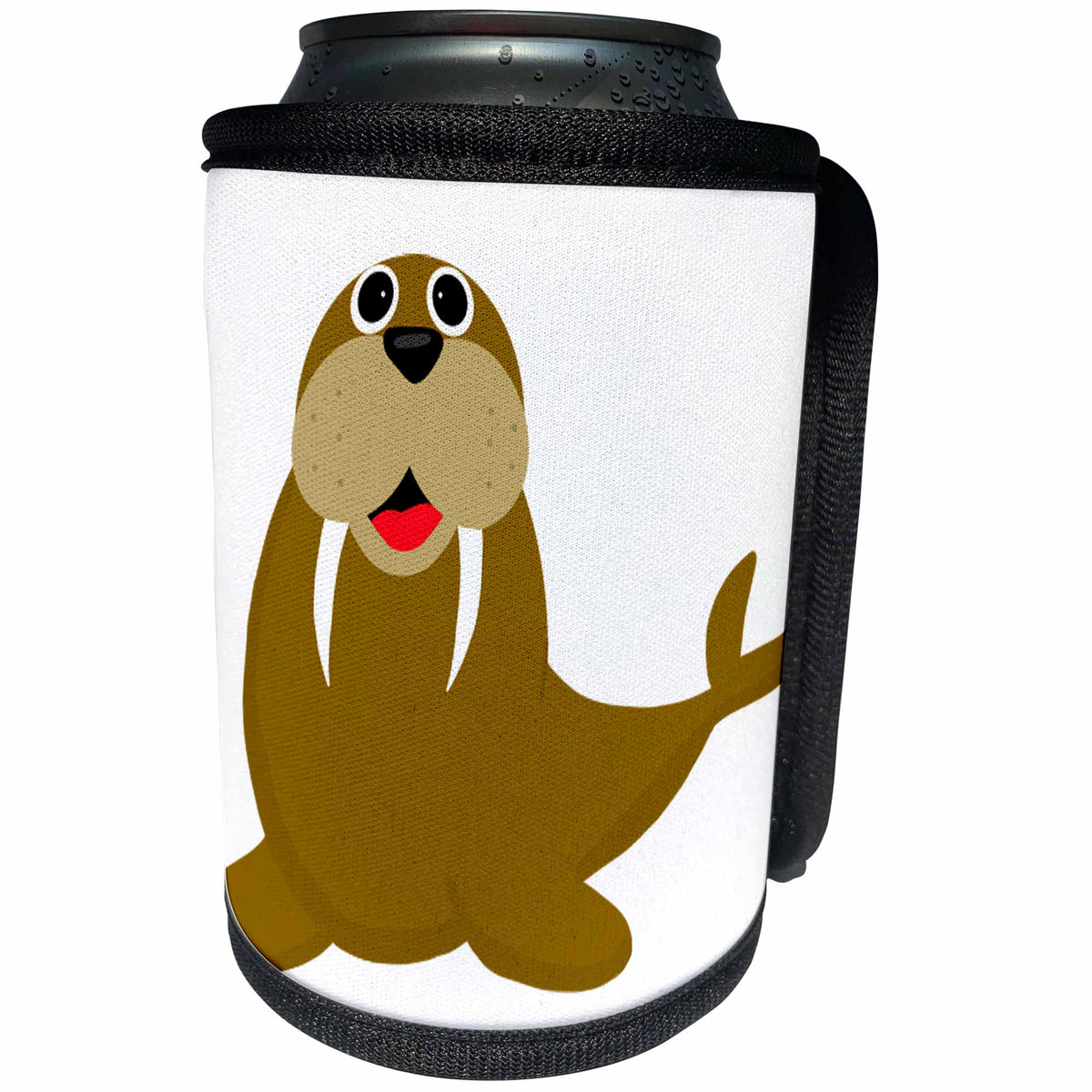3dRose AllSouthernDesignTees - Beach - Sweet fun walrus fantastic for animal lovers and beach lovers - Can Cooler Bottle Wrap (cc_290675)