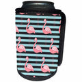 3dRose Sven Herkenrath - Animal - Cute Flamingos on Striped Background - Can Cooler Bottle Wrap (cc_290689)