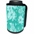 3dRose Sven Herkenrath - Art - Lovely Floral Pattern in Turquoise Trendy Background - Can Cooler Bottle Wrap (cc_290691)