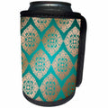3dRose Sven Herkenrath - Art - Golden Geometrical Pattern On Turquoise Background - Can Cooler Bottle Wrap (cc_290707)