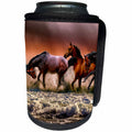 3dRose Sven Herkenrath - Animal - Beautiful Horses Running at Romantic Beach Romance Animal Photography - Can Cooler Bottle Wrap (cc_290713)