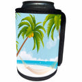 3dRose Sven Herkenrath - Holiday - Paraside Beach With Palm Trees and White Sand - Can Cooler Bottle Wrap (cc_290727)