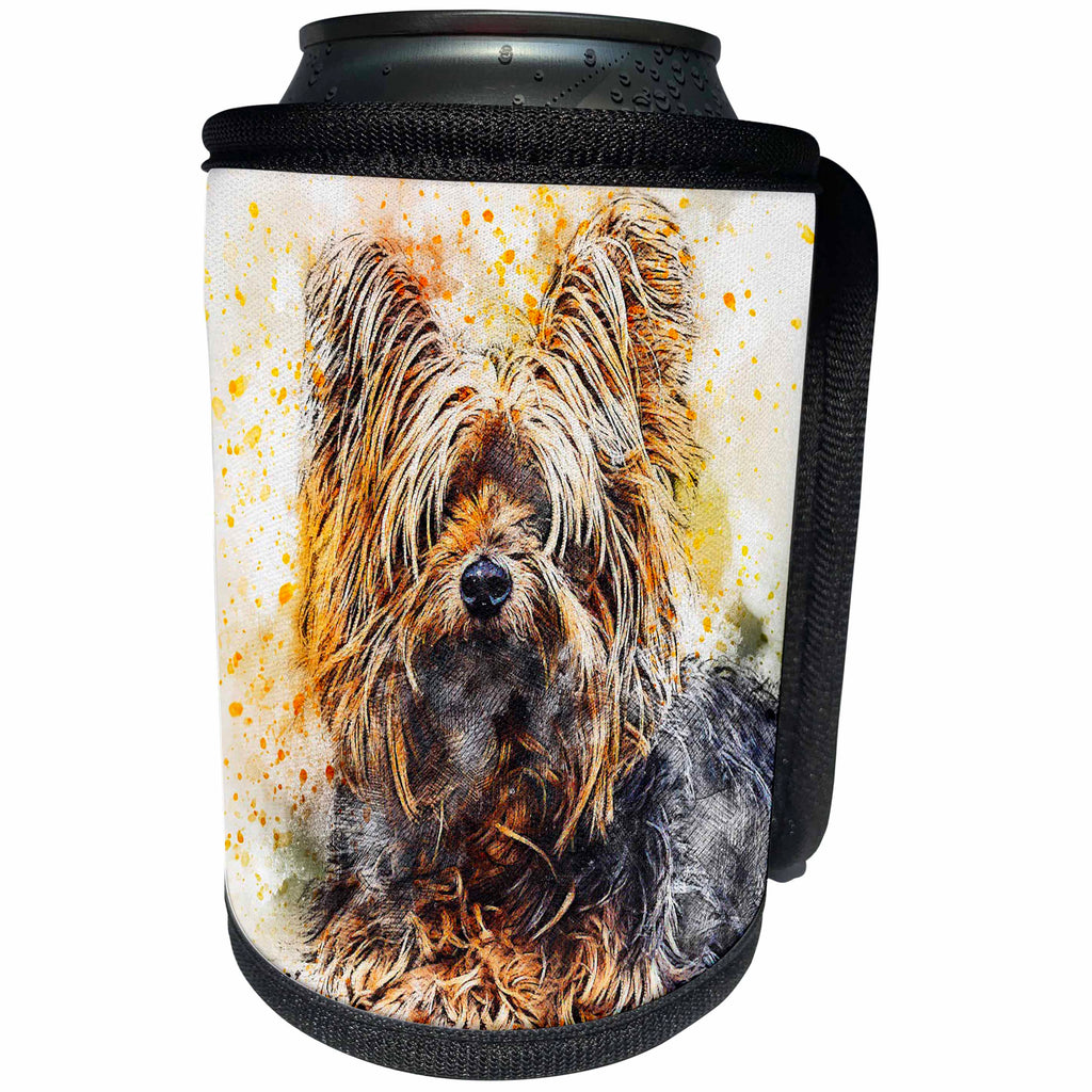 3dRose Sven Herkenrath - Animal - Portrait of a Yorkshire Terrier Cute Dog Dog Breeds - Can Cooler Bottle Wrap (cc_290736)