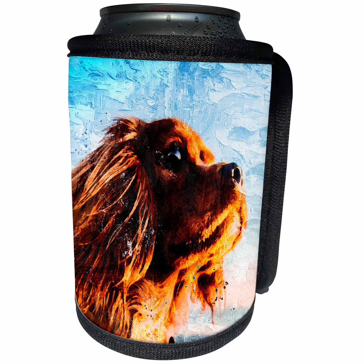 3dRose Sven Herkenrath - Animal - Portrait of Sweet Cavalier King Charles Spaniel Dog With Sky - Can Cooler Bottle Wrap (cc_290737)
