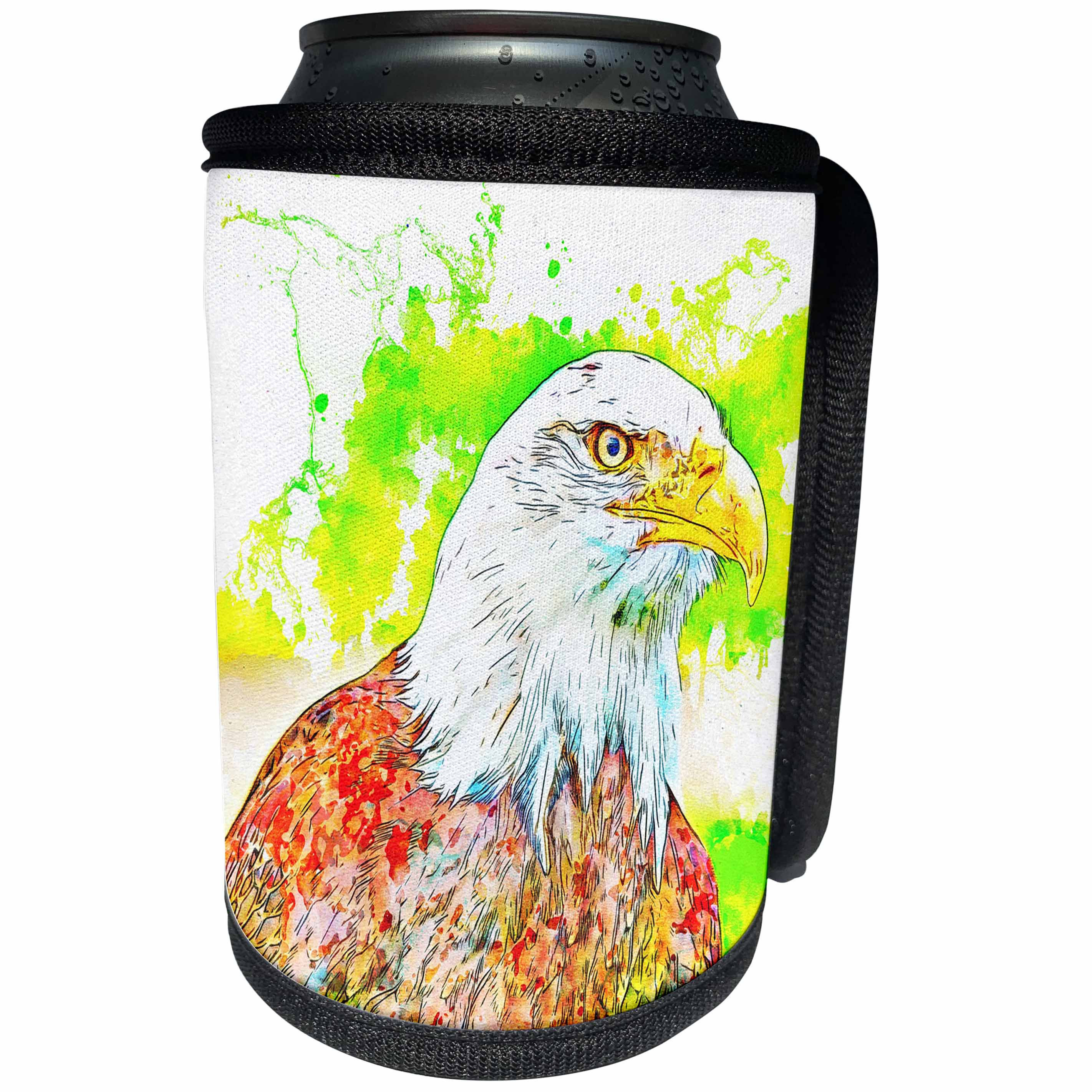 3dRose Sven Herkenrath - Animal - Colorful Picture of an Eagle on White Background - Can Cooler Bottle Wrap (cc_290739)