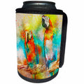 3dRose Sven Herkenrath - Animal - Two Cute Parrots on a Branch Colorful Drawing - Can Cooler Bottle Wrap (cc_290740)