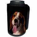 3dRose Sven Herkenrath - Animal - Portrait of Funny Beagle Dog Sticking out ist Tounge - Can Cooler Bottle Wrap (cc_290742)