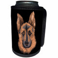 3dRose Sven Herkenrath - Animal - Portrait of a Gorgeous German Shepherd Dog on Black Background - Can Cooler Bottle Wrap (cc_290744)