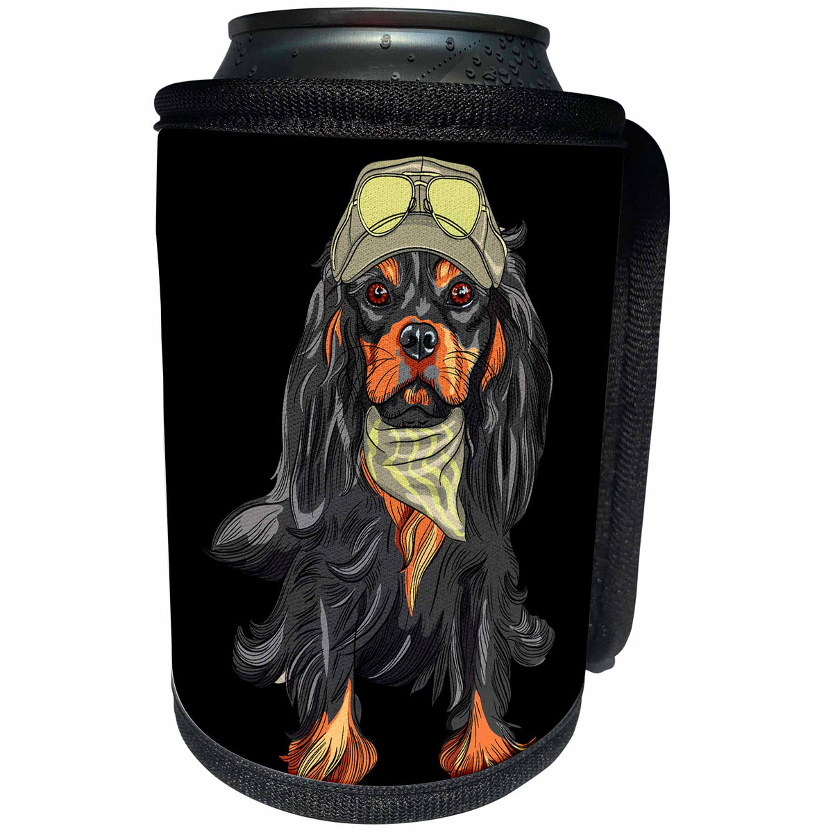 3dRose Can Cooler Bottle Wrap - Sven Herkenrath Animal - Funny Cavalier King Charles Spaniel Dog Portrait