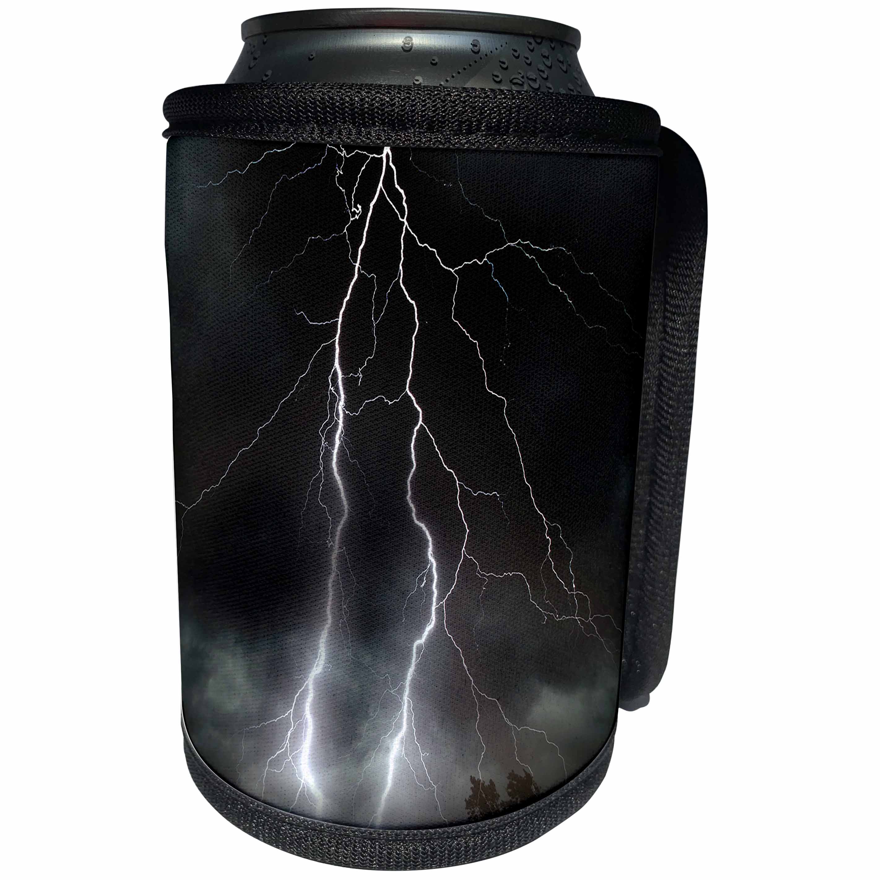 3dRose Stamp City - nature - Photograph of a lightning strike during a thunderstorm. - Can Cooler Bottle Wrap (cc_290760)