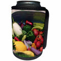 3dRose Stamp City - food - Photograph of a tin overflowing with fresh veggies from our garden. - Can Cooler Bottle Wrap (cc_290794)