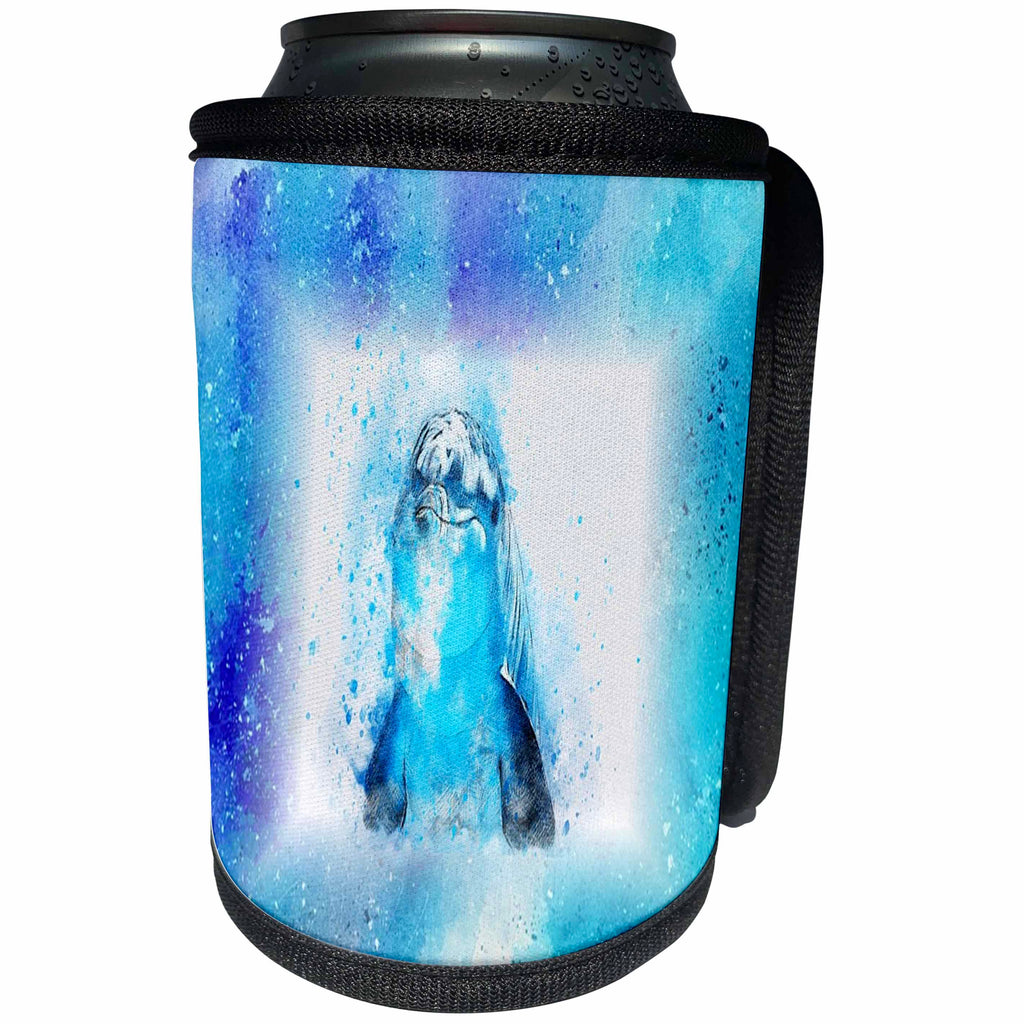 3dRose Lens Art by Florene - Watercolor Art - Image of Sweet Dolphin Face And Flipper Painting - Can Cooler Bottle Wrap (cc_290973)
