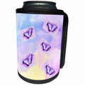 3dRose Lens Art by Florene - Watercolor Art - Image of Five Purple Watercolor Butterflies On Pastel Paint - Can Cooler Bottle Wrap (cc_290975)