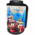 3dRose Lens Art by Florene - Watercolor Art - Image of Red Tugboats In Watercolor Painting - Can Cooler Bottle Wrap (cc_290996)