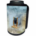 3dRose Lens Art by Florene - Watercolor Art - Image of Painting Of An Antique Camera On Blue And Beige - Can Cooler Bottle Wrap (cc_290997)