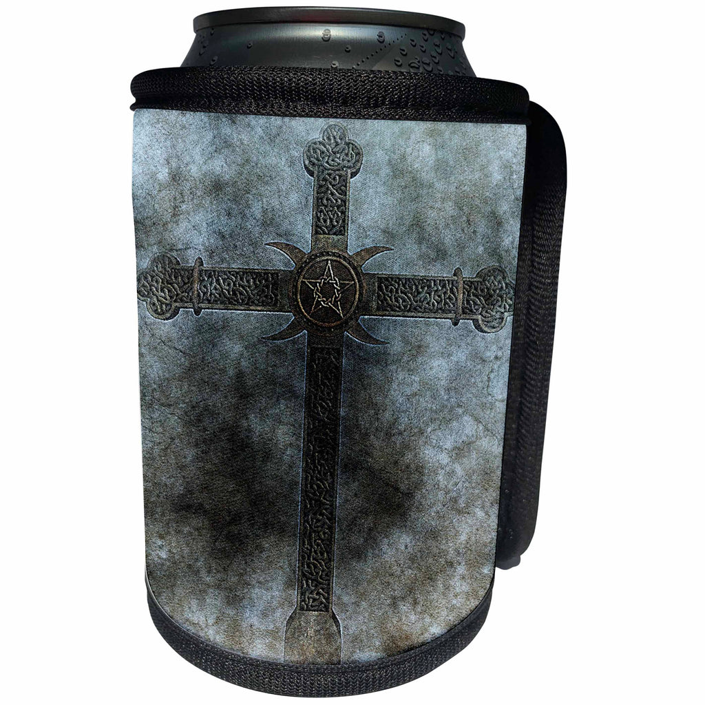 3dRose Lens Art by Florene - Watercolor Art - Image of Watercolor Painting Of Ancient Iron Cross - Can Cooler Bottle Wrap (cc_291000)