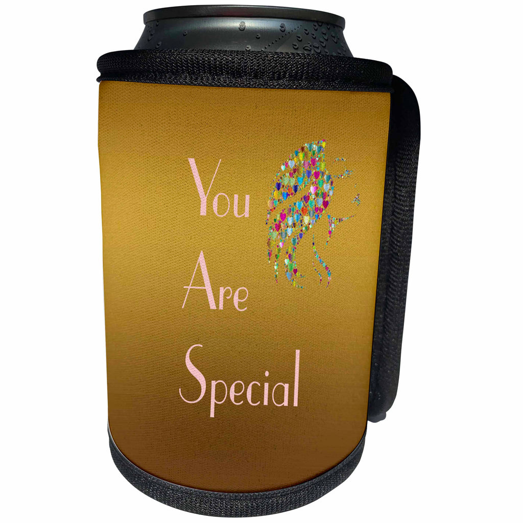 3dRose Lens Art by Florene - Everything Gold - Image of Words You Are Special With Prism Ladies Head - Can Cooler Bottle Wrap (cc_291019)