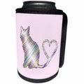 3dRose Lens Art by Florene - Everything Gold - Image of Chromatic Metallic Cat With Heart Tail - Can Cooler Bottle Wrap (cc_291020)