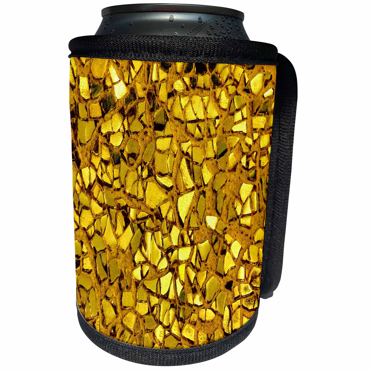 3dRose Lens Art by Florene - Everything Gold - Image of Closeup of Broken Gold Glass Mosaic - Can Cooler Bottle Wrap (cc_291029)