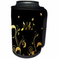 3dRose Lens Art by Florene - Everything Gold - Image of Gold Scrolly Design With Musical Notes On Black - Can Cooler Bottle Wrap (cc_291035)
