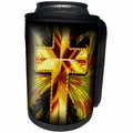 3dRose Lens Art by Florene - Everything Gold - Image of Gold Cross On Black Design - Can Cooler Bottle Wrap (cc_291038)