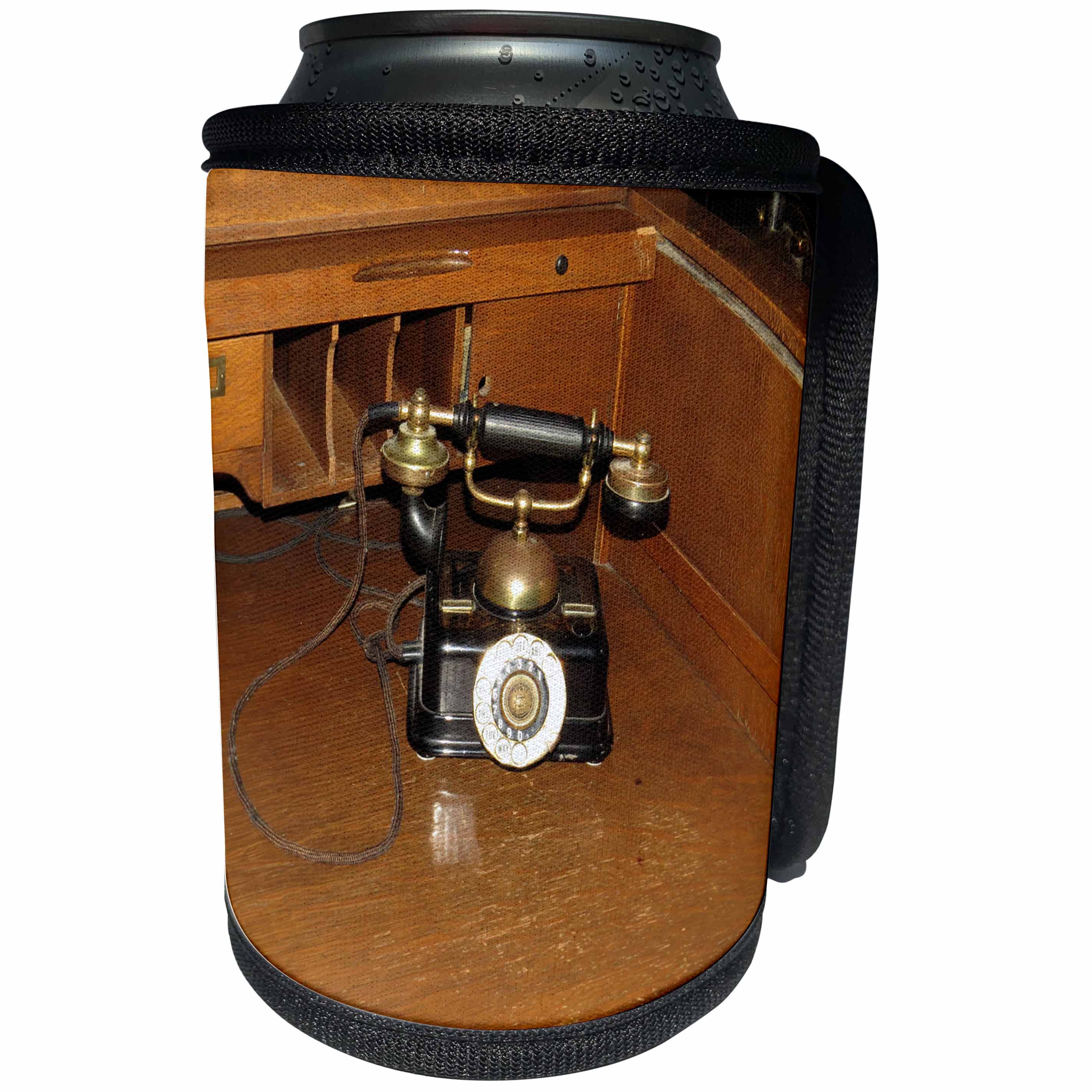 3dRose Jos Fauxtographee- Old Phone at Mizpah - An old telephone that sits on a desk at the Mizpah Hotel in NV - Can Cooler Bottle Wrap (cc_291060)