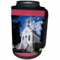 3dRose Jos Fauxtographee- Historical Pine Valley Chapel - The Historical Pine Valley LDS Chapel framed on a coral red - Can Cooler Bottle Wrap (cc_291061)
