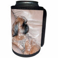 3dRose Jos Fauxtographee- Shih Tzu Sitting on Couch - A super cute Shih Tzu Doggie chilling on the couch in tan - Can Cooler Bottle Wrap (cc_291062)