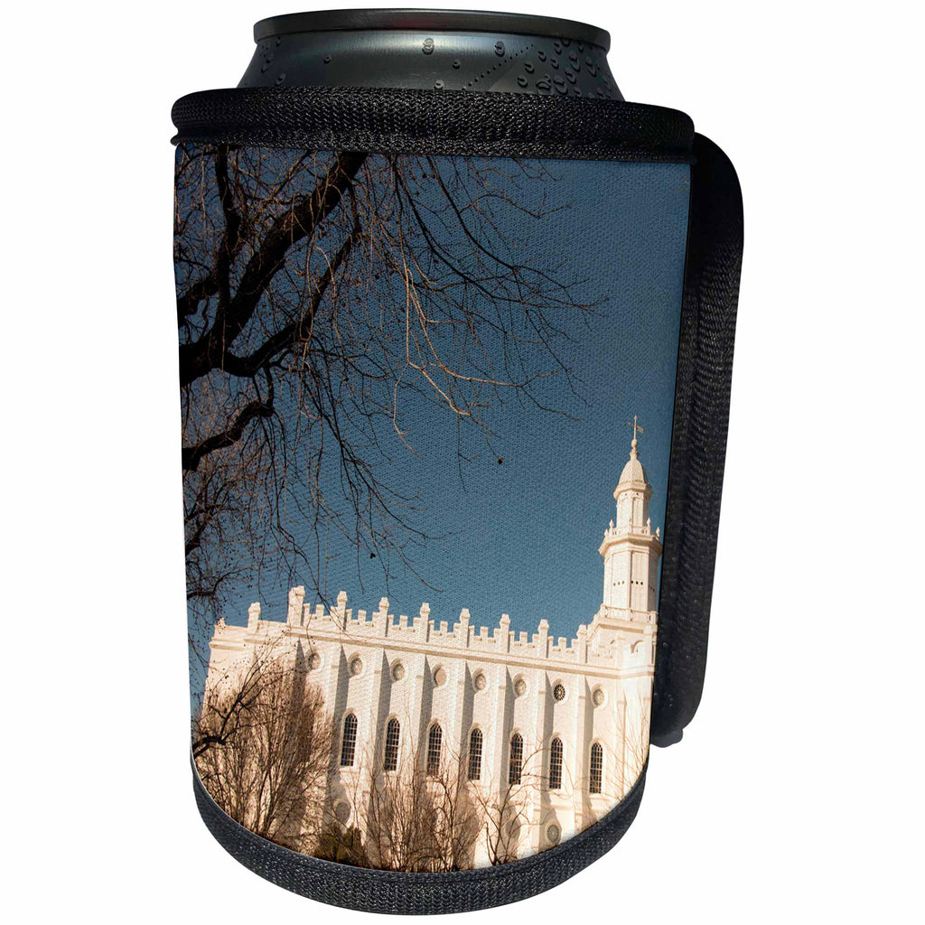 3dRose Jos Fauxtographee- LDS Temple St. George Utah - A warm tone of the St. George LDS Temple in St. George UT - Can Cooler Bottle Wrap (cc_291066)