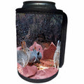 3dRose Jos Fauxtographee- Bunnies and Birds - Two bunnies out in the wild with two birds pictured with them - Can Cooler Bottle Wrap (cc_291085)