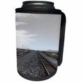3dRose Jos Fauxtographee- Railroad Tracks Unsaturated - A black and white of a railroad out in Beryl Junction in Utah - Can Cooler Bottle Wrap (cc_291096)