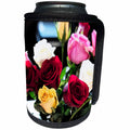 3dRose Jos Fauxtographee- Fresco Roses - Red and pink with yellow and whiet roses shot up close for love - Can Cooler Bottle Wrap (cc_291098)