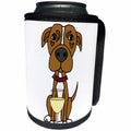 3dRose All Smiles Art - Pets - Cute Funny Brown Pit bull Puppy Dog Drinking Wine Cartoon - Can Cooler Bottle Wrap (cc_291107)
