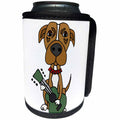 3dRose All Smiles Art - Pets - Cute Funny Brown Pit bull Puppy Dog Playing Guitar Cartoon - Can Cooler Bottle Wrap (cc_291109)