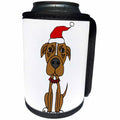 3dRose All Smiles Art - Christmas - Cute Funny Brown Pit bull Puppy Dog Christmas Cartoon - Can Cooler Bottle Wrap (cc_291117)