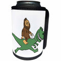 3dRose All Smiles Art - Funny - Cute Funny Unique Bigfoot Riding T-rex Dinosaur Cartoon - Can Cooler Bottle Wrap (cc_291120)