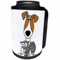 3dRose All Smiles Art - Pets - Cute Funny Jack Russell Terrier Puppy Dog with Squirrel - Can Cooler Bottle Wrap (cc_291127)